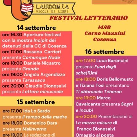 A Cosenza festival della letteratura indipendente Laudomia dal 14 al 16 settembre